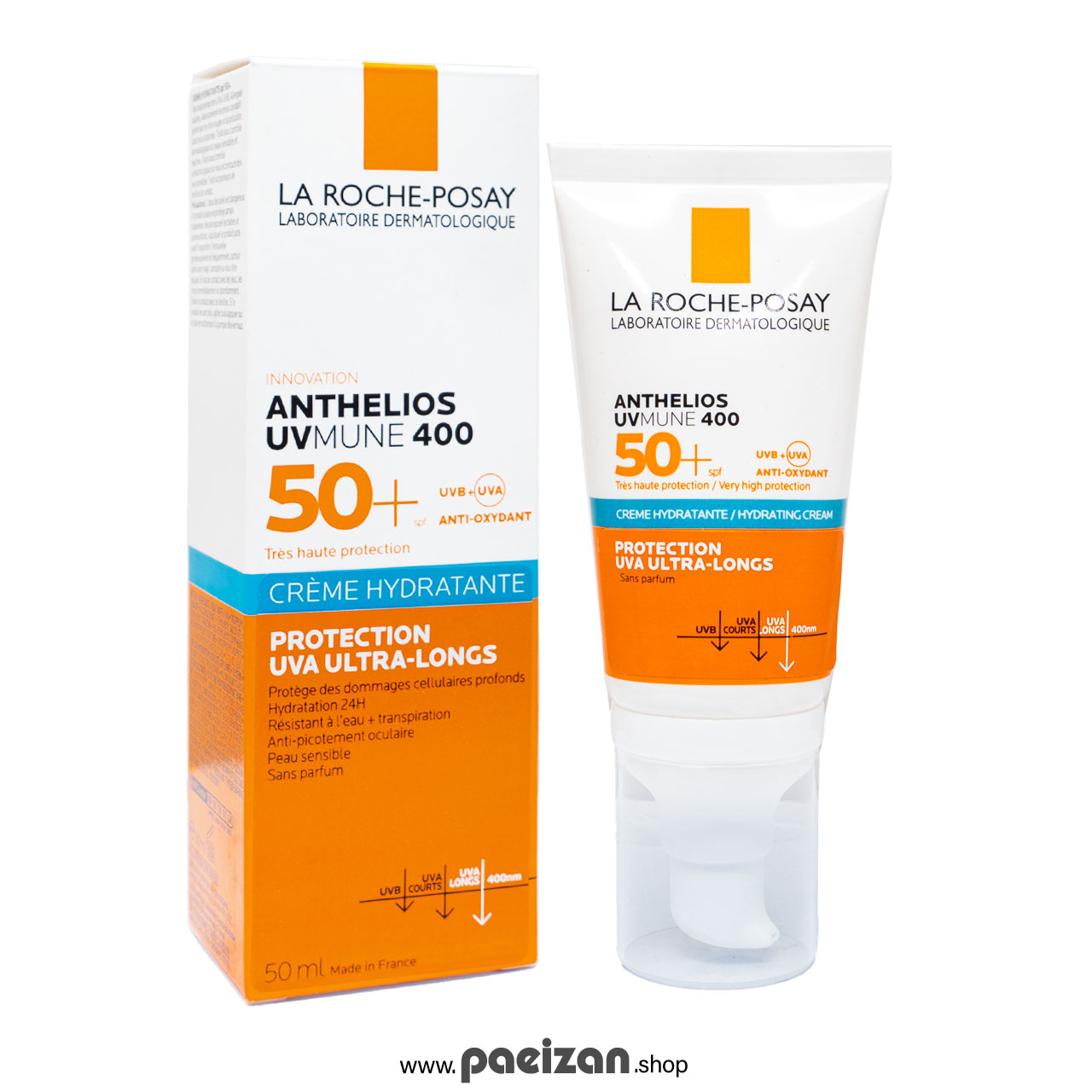 کرم ضد آفتاب و آبرسان بی رنگ پوست نرمال تا خشک لاروش پوزی +SPF50