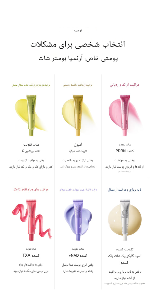 سرم بوستر لایه بردار، ضد لک، تسکین دهنده، کنترل چربی و منافذ گلیکولیک اسید آرنسیا